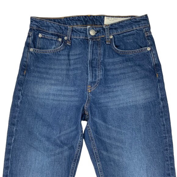 Rag and Bone Maya High Rise Slim Jean 29 Jasper Blue Denim Button Fly Retro Boho - Picture 7 of 12